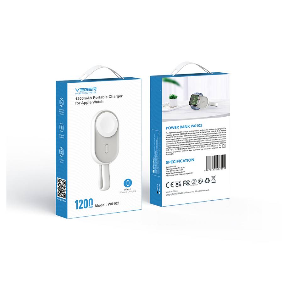 Veger W0102 Mini Power Bank για Apple Watch - 1200mAh - Image 3