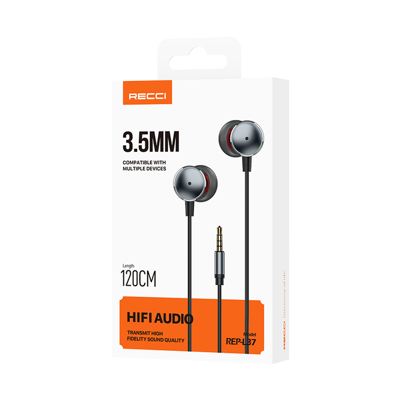 Recci Rep-L37 Metal In-Ear Handsfree Ακουστικά με Βύσμα Jack 3.5mm – Ασημί / Γκρι (Silver Gray)