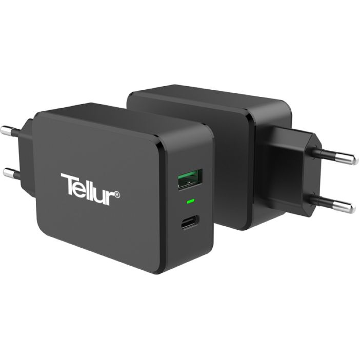 Tellur Διπλός Φορτιστής USB & Type-C PD QC3.0 6A - Black - Image 2